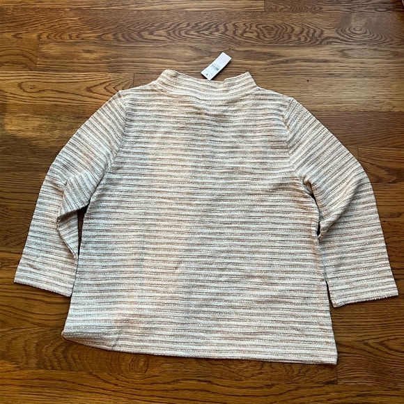 NWT Ann Taylor Tweed Striped Mock Turtleneck Top Women's Size Large - Picture 2 of 4